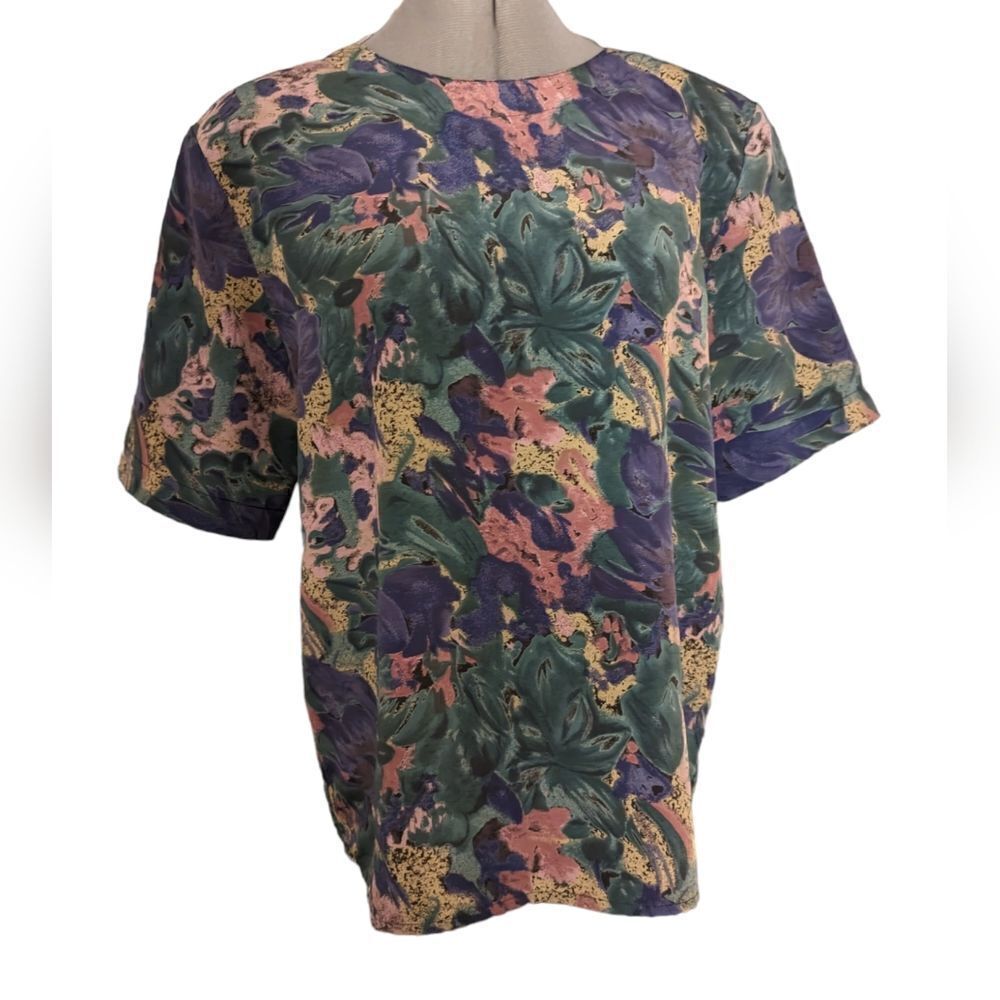 Kathy Che‎ vintage abstract floral print top